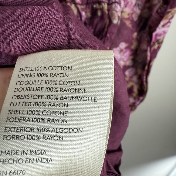 Free People Mini Dress Floral Long Sleeve Purple Boho Smocked Size Small NWT - Picture 8 of 10